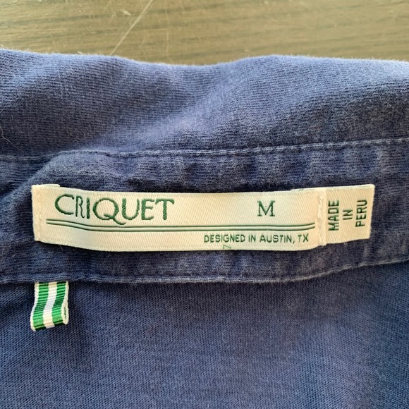 CRIQUET Mens Short Sleeve Polo Shirt Navy Blue Size M Organic Cotton Pocket - Picture 4 of 12